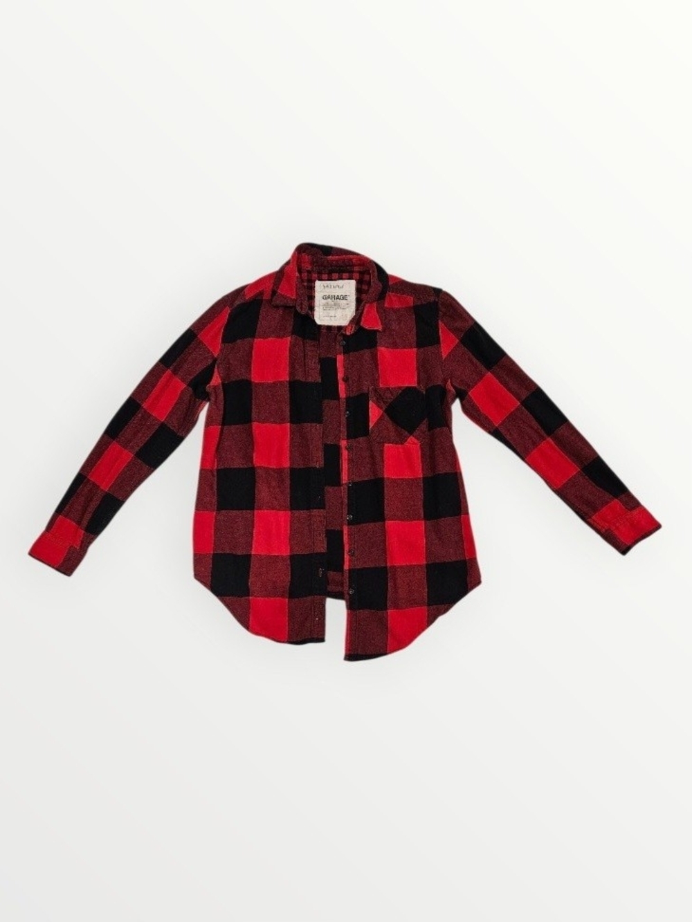 3/$15 Garage Womens Red & Black Plaid Button-Up Shirt - Picture 5 of 15